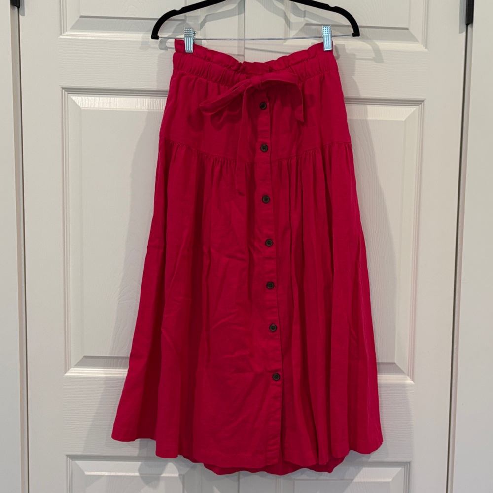 Vibrant Pink Button-Down Skirt